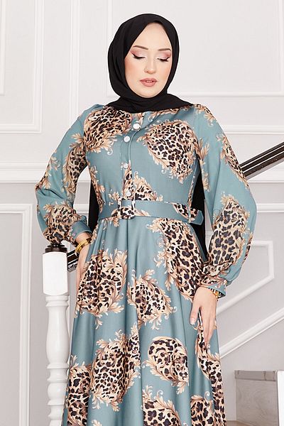 EBRUTESETTÜR Leopard Detailed Hijab Dress