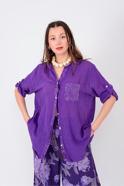 Park Moda 22046 CAMASĂ DETALIE DE BUZUUNAR BRODATĂ