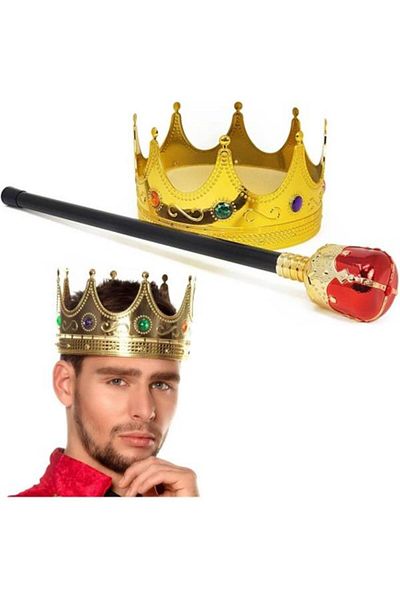 Store Gold King's Crown and Red Bun Set