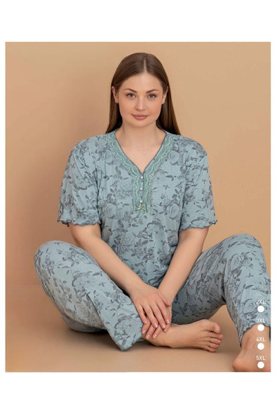 pijamakeyfi Kadın Büyük Beden Kısa Kol Pijama Takımı