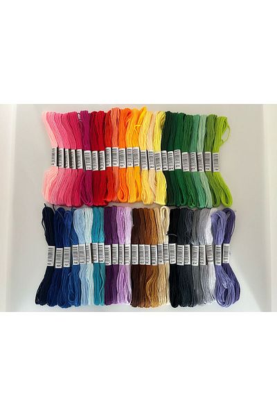 ALMİŞ 50 Pieces Muline Cross Stitch 8 Meters 6 Layers Different Colors Cross Stitch Embroidery Rococo Thread