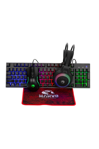 MARVO Rgb Klavye Mause Kulaklık Esport Oyuncu Gaming Set Full Rgb Set