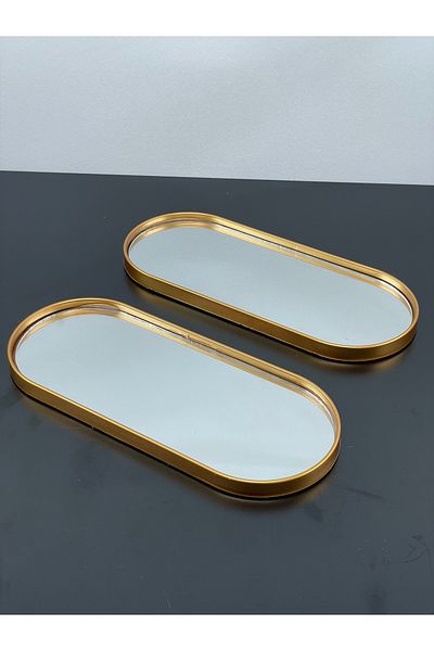 YzHome 2-Person Mirror Gold Presentation with Tray Deportive and Decorative Bus Tray