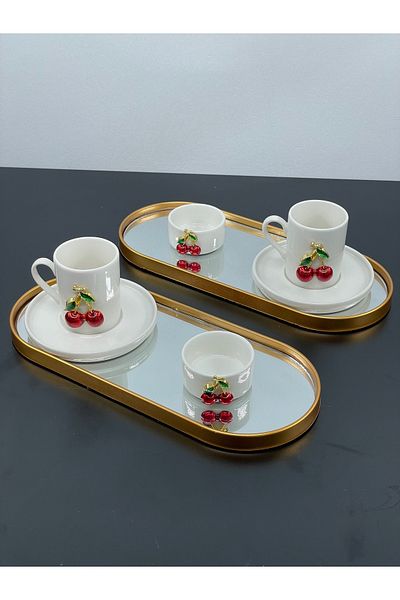 YzHome 2-Person Mirror Gold Presentation with Tray Deportive and Decorative Bus Tray