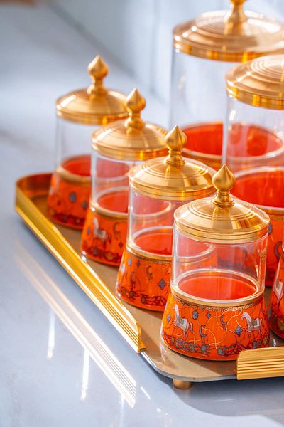 ACAR Passifolia 8 Piece Glass Spice Jar Set with Tray