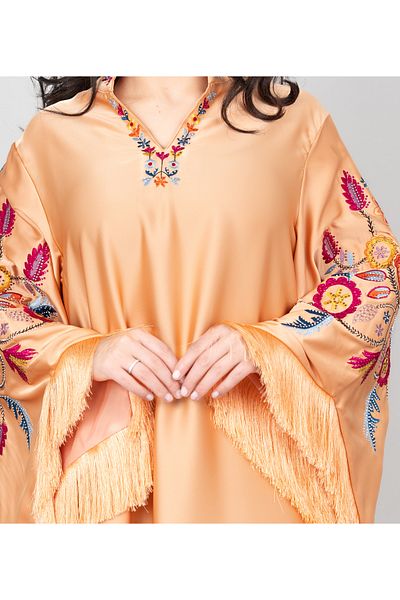 IKKXA Shimmer Detail Sleeves Embroidered Jalabiya