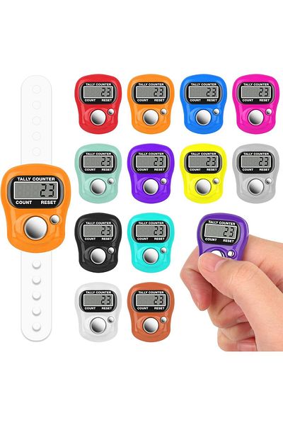 AWH 12-Pack Colored Hand Counters – 5-Digit Electronic Finger Clicker for Row & Lap Counting