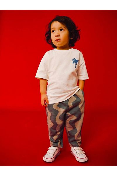 Daisy Dolly Boy's Cotton Palm Patterned Top Jogger Suit
