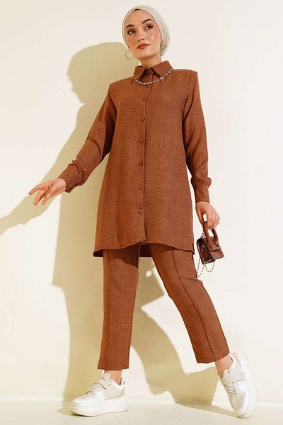 YILMAZBARMAZ Women's Ball Button Linen Double Suit