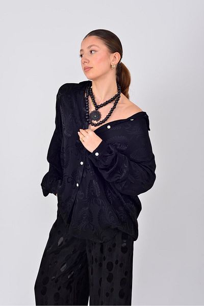 Park Moda Cămașă din satin cu model covor SN300 LOVA