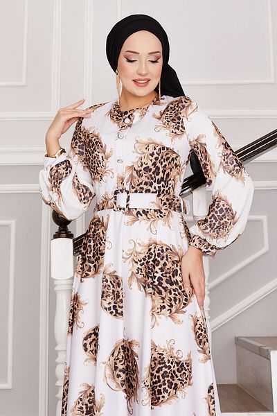 EBRUTESETTÜR Leopard Detailed Hijab Dress