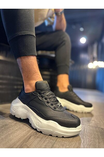Knack High Sole Casual Shoes N75 Black (White Sole)