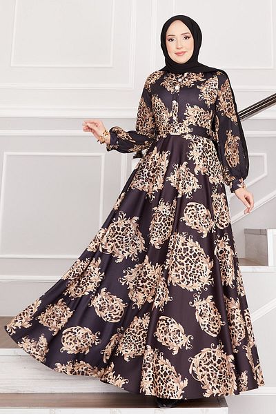 EBRUTESETTÜR Leopard Detailed Hijab Dress
