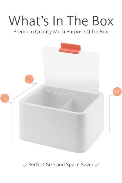 COOYA Qtip Storage Box, Slot Cotton Swab Dispenser Qtip Holder, Cotton Swab Ball Qtips Container with Lid