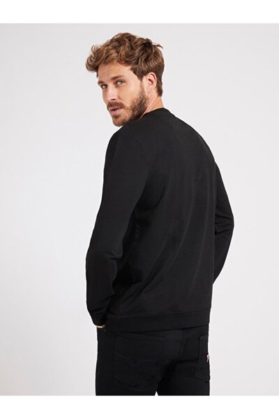 Guess Bisiklet Yaka Siyah Erkek Sweatshırt M2YQ37K6ZS1JBLKAUDLEY CN FLEECE