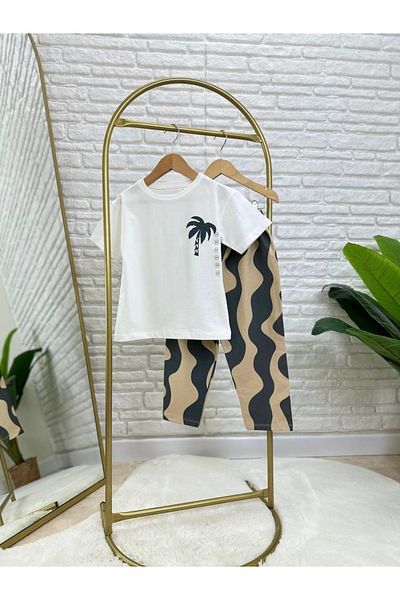 Daisy Dolly Boy's Cotton Palm Patterned Top Jogger Suit