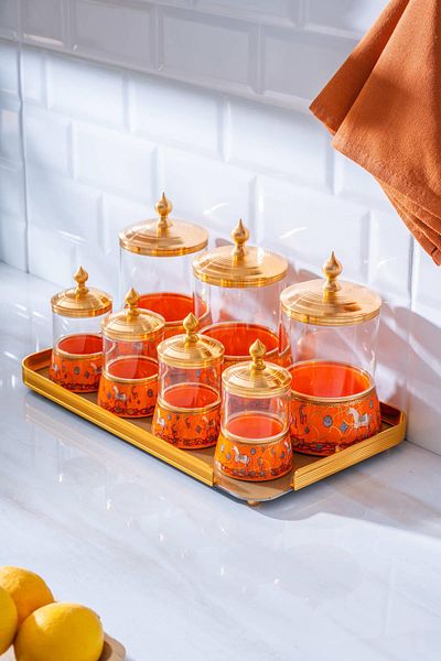 ACAR Passifolia 8 Piece Glass Spice Jar Set with Tray