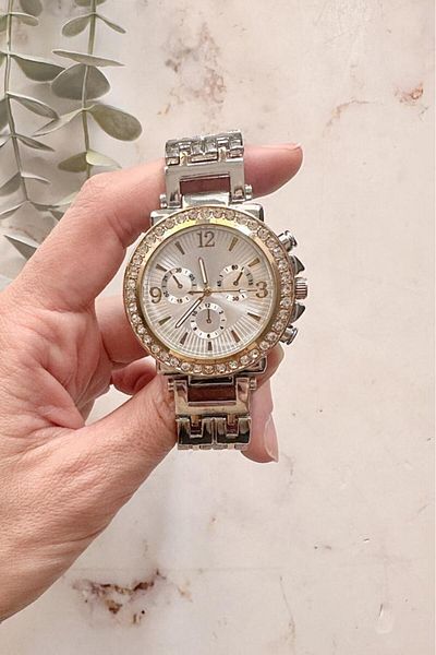 OQQO Regulus Silver Cord Gold Detail Women's Wristwatch