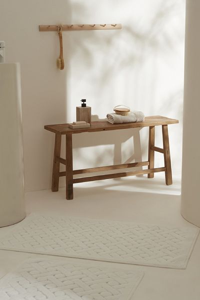 Karaca Home Ecru Foley 2-Piece Bath Mat