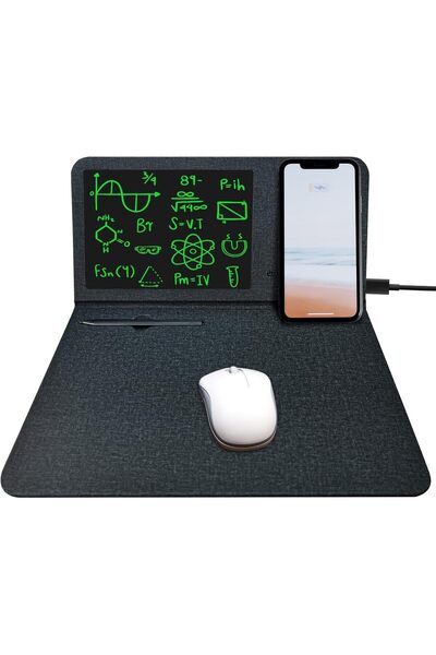 erorex لوحة ماوس لاسلكية Qi بشحن سريع 15 وات مع لوحة كتابة LCD مقاس 8 بوصات 3 في 1