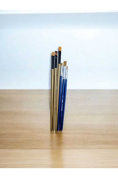 FırsatYapıMarket 6Lı Fırça Set, Kedi Dili, Yan Kesik, Düz Kesik, Yuvarlak Uç Sanatsal Akrilik, Yağlı, Sulu, Guaj Boya