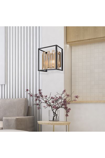 Apliqa Aplica Cristal Hubrom, ADRAN 3916-01W-BL-FR 23x25 cm 1xE14-40W Negru /Antiq