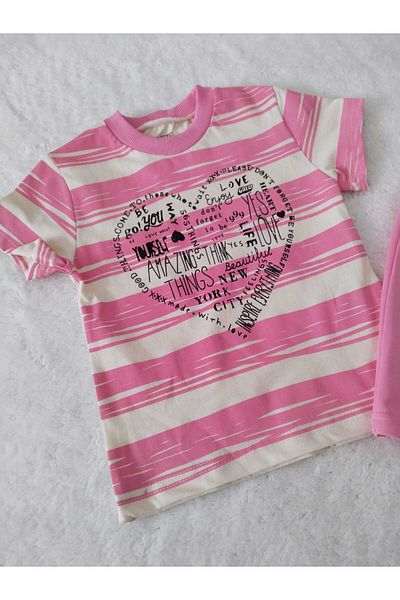 Store Heart Printed Girl's Summer Suit