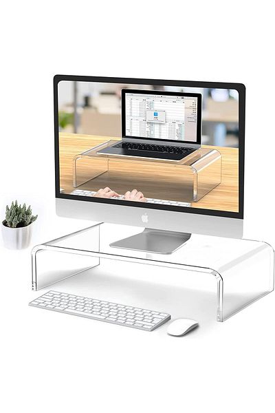 erorex حامل شاشة أكريليك شفاف، حامل كمبيوتر محمول للمكتب، حامل شاشة أكريليك لإكسسوارات المكتب