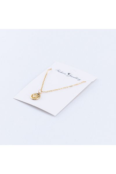Bimotif Gold Color Smiley Face Necklace