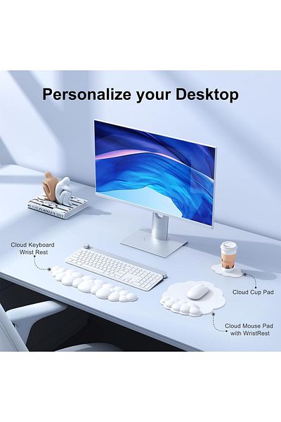 erorex مسند معصم لوحة مفاتيح Cloud وسادة معصم Cloud لوحة مفاتيح مسند معصم لوحة مفاتيح Cloud لوحة ماوس جلدية PU