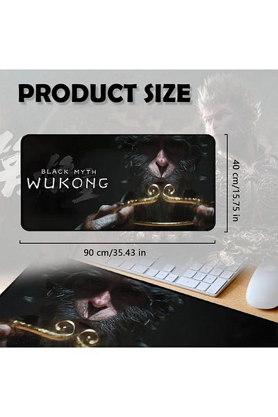 erorex لوحة ماوس للألعاب Black Myth Wu Kong مقاس 35 × 15 بوصة، لوحة ماوس ولوحة مفاتيح Cool Monkey King مقاس 90 *