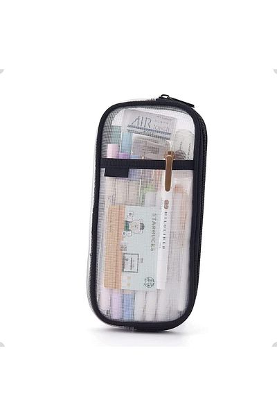 erorex Grid Mesh Pen Pencil Case Clear Mesh Pencil Pouch For Office Stationery Makeup Storage Clear Pencil
