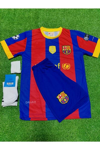 yenteks 2011 Barcelona Champions League Neymar Jr.Kids Jersey Kit Set of 4 Socks+Bracelet Gift Sat07