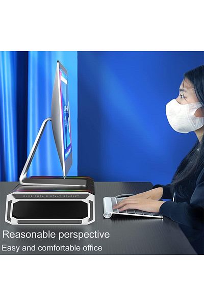 erorex حامل شاشة كمبيوتر محمول قابل للطي مع 4 منافذ USB وحامل مكتب قابل للتعديل