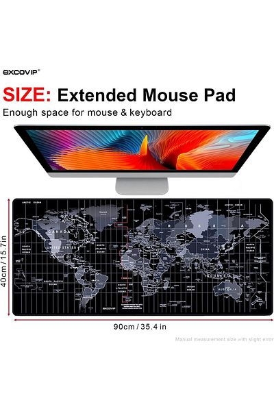 erorex Gaming Mouse Pad Xxl Anti Skid 900X400Mm Mouse Pads Extended Large Desk Pad World Map Keyboard