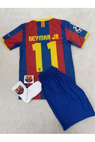 yenteks 2011 Barcelona Champions League Neymar Jr.Kids Jersey Kit Set of 4 Socks+Bracelet Gift Sat07
