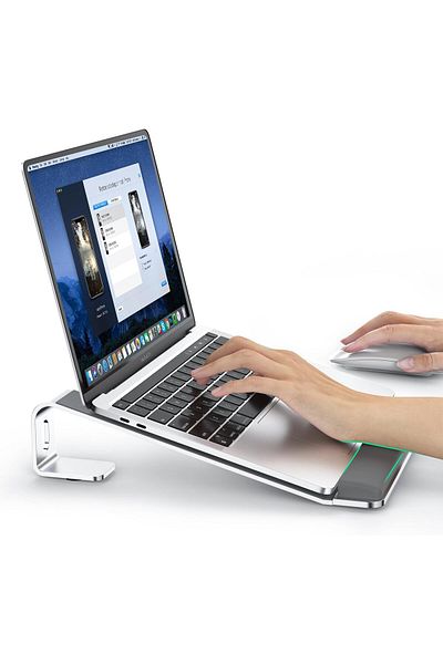erorex حامل كمبيوتر محمول للمكتب، حامل كمبيوتر من الألومنيوم للتبريد، حامل كمبيوتر محمول مريح وقابل للفصل
