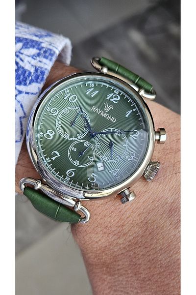 Raymond Rym-83011 Raymond Men's Wristwatch - Steel Case and Leather Cord - 2 Years Warranty