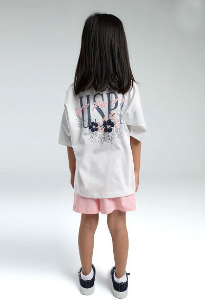 U.S. Polo Assn. BAZA. Polo Assn Kids 100% bumbac / 100% bumbac SET PANTALONI SCURT IMPRIMAT USPA FETE