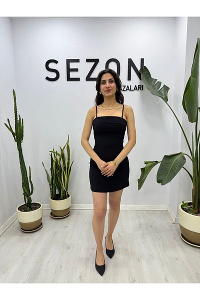 SEZON MAGAZALARI Women's Adjustable Strap Strapless Dress