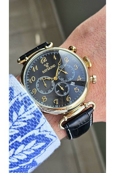 Raymond Rym-83011 Raymond Men's Wristwatch - Steel Case and Leather Cord - 2 Years Warranty