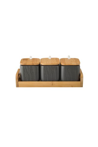 Dania Porcelain storage box set with bamboo wood with new decor to add a touch of beauty to your kitchen