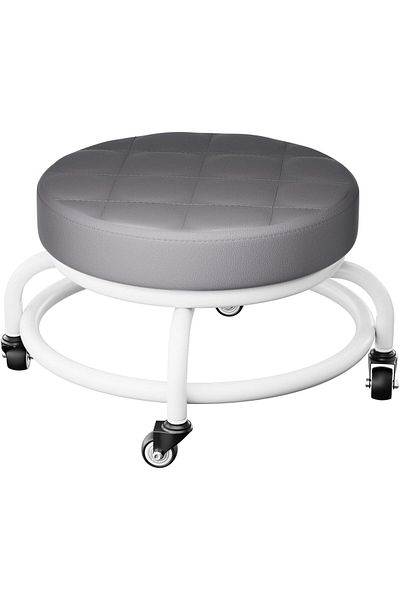 erorex 360° Rolling Low Stool With Cushion Pu Roller Seat For Garage Gardening Home Daily Party Nail Salon