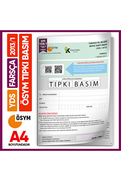 Karakutu Yayınları YDS Farsça 2013/1 Yabancı Dil Sınavı ÖSYM Tıpkı Basım Çıkm...