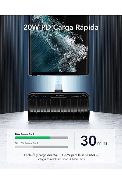 erorex شاحن محمول 5000 مللي أمبير في الساعة سريع الشحن بمنفذ USB C وبنك طاقة صغير PD 20 وات بنك شحن لاسلكي صغير