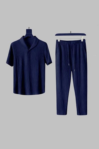 Ferhatlı Bürümcük Crinkle Fabric Summer Lycra Unisex női férfi rövid ujjú póló tréningruha szett