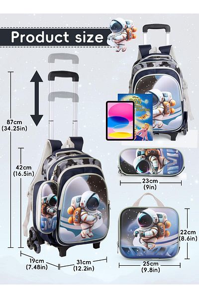 erorex Boys School Bag Children School Bag Student Backpack With Pencil Bag Lunch Bag Trailer 3D Cartoon