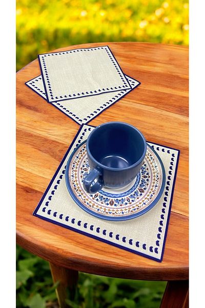 tarzınısec Blue Set of 6 Coffee Presentation Napkins and Fabric Napkins