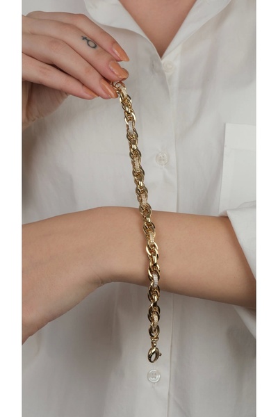 Arpaş 14 Ayar Altın Taşlı Örgü Zincir Bileklik