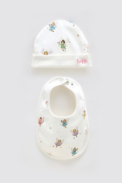 Atelier Babbi Fairy Tale Newborn Bib and Hat Set
